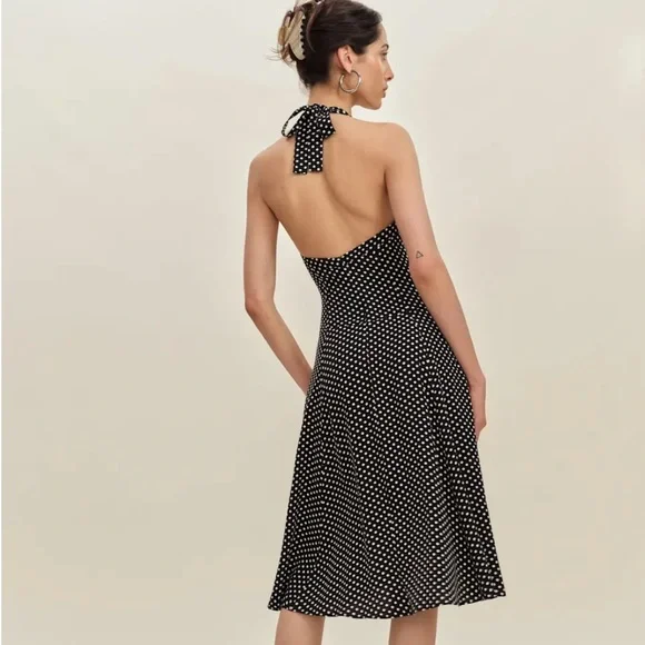 Reformation Black and White Polka Dot Midi Dress - Picture 2 of 8